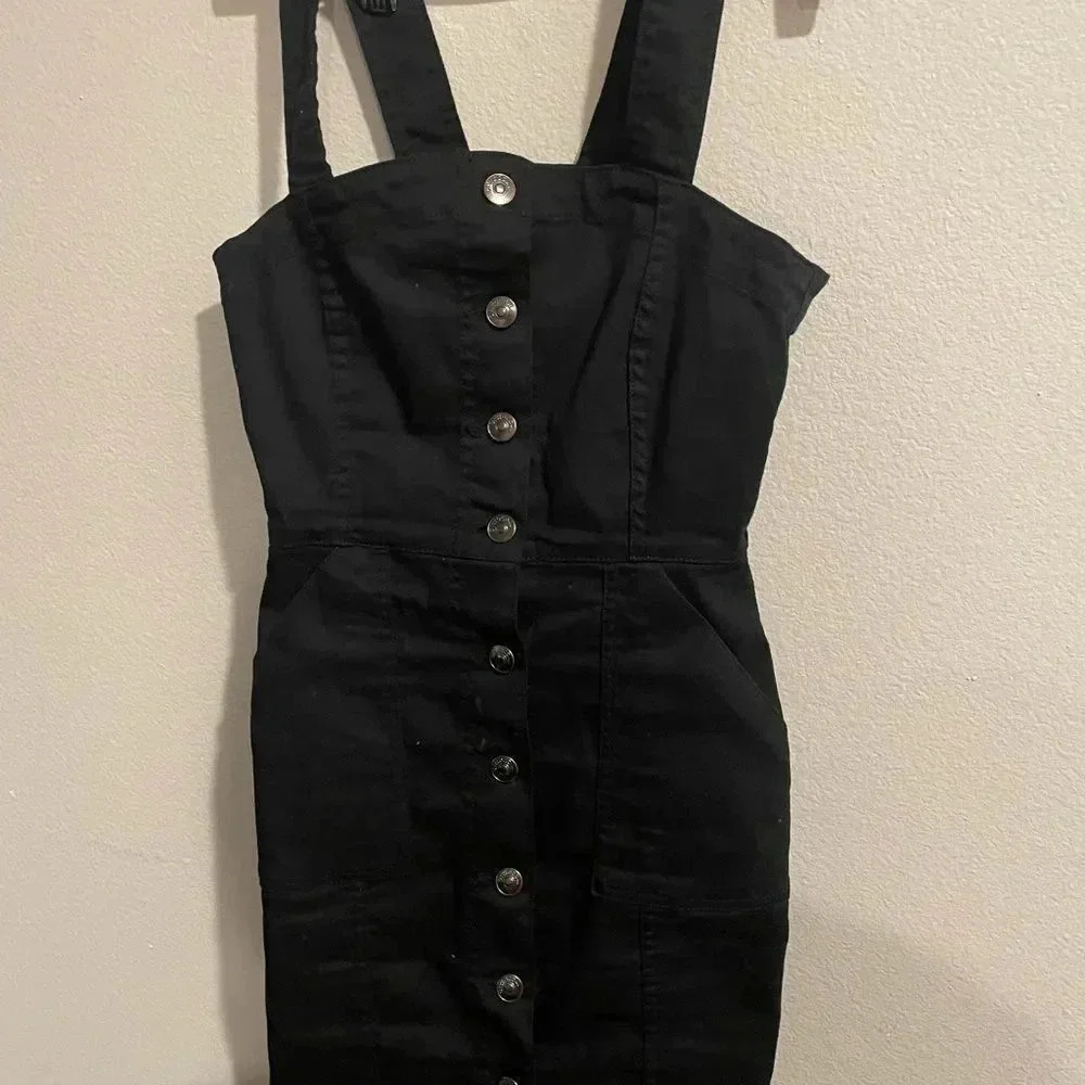 H&M Divided black denim sleeveless dress size 2 - Picture 4 of 7
